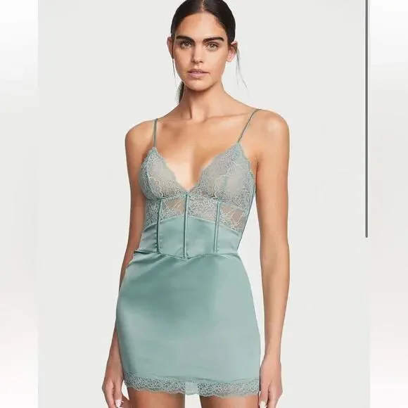 Victorias Secret Satin Corset Slip - Picture 2 of 8